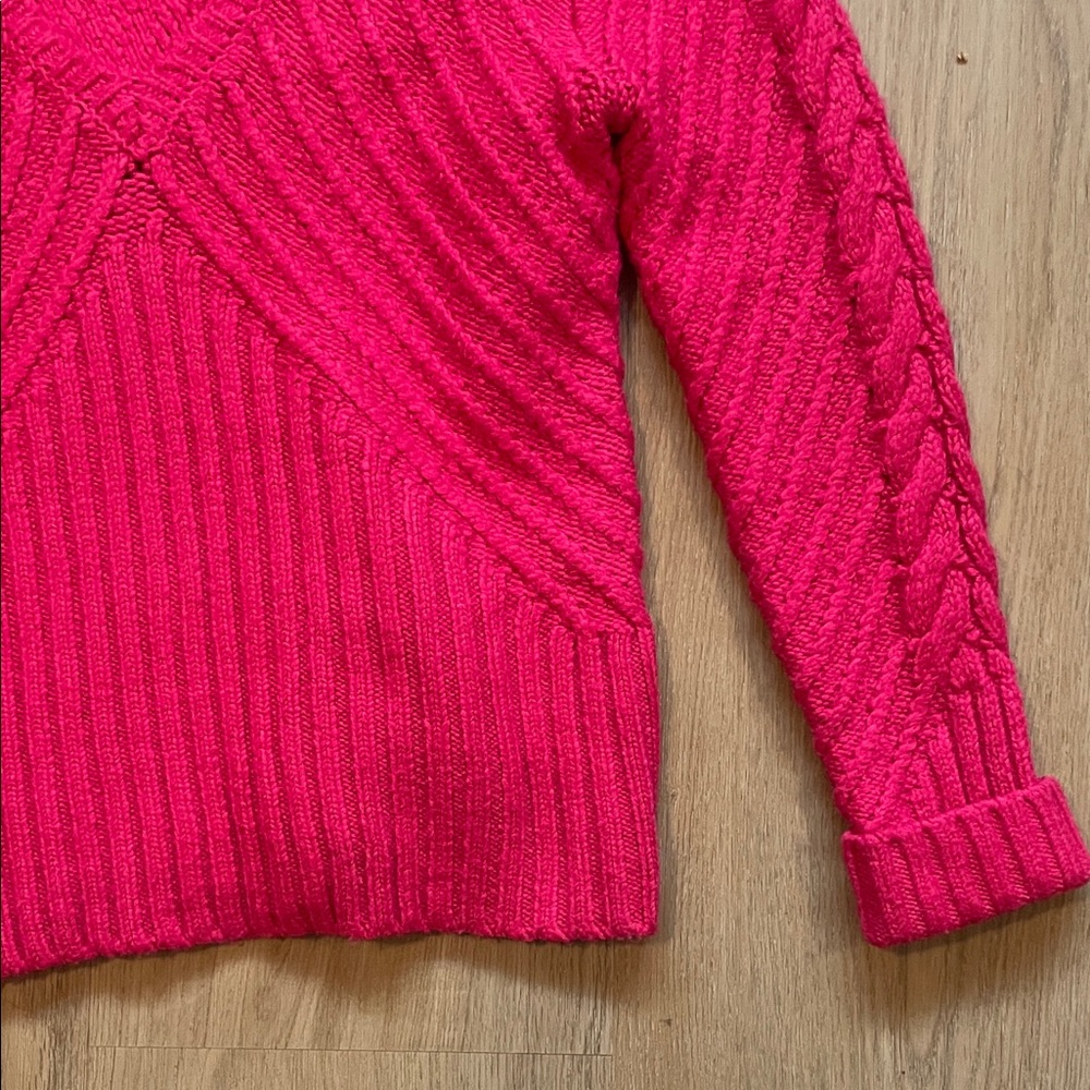 White House Black Market Bright Pink V-Neck Sweater - Picture 4 of 11